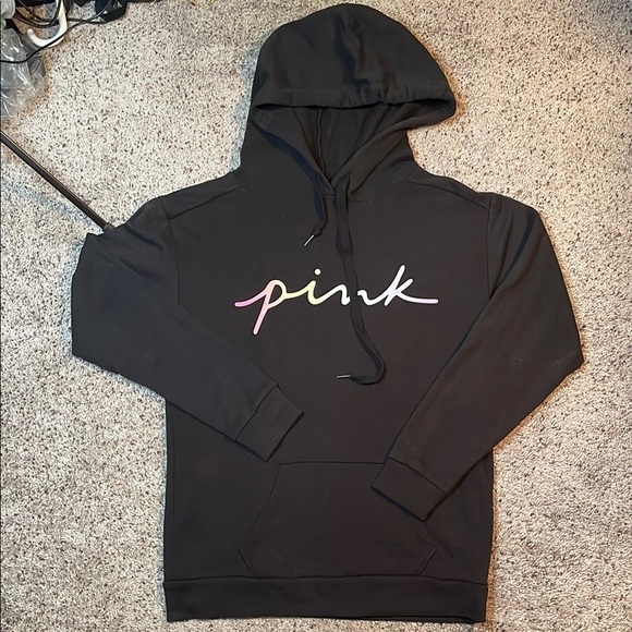 PINK Victoria's Secret Tops - PINK Victoria’s Secret Black‎ Hoodie Size XS